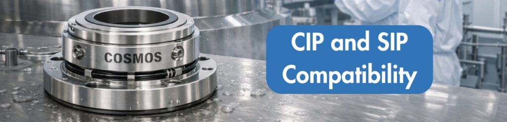 CIP and SIP compatible mechanical seal used in pharmaceutical manufacturing equipment