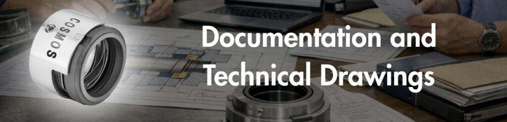 Mechanical seal technical drawing and dimensional documentation for industrial pump installation